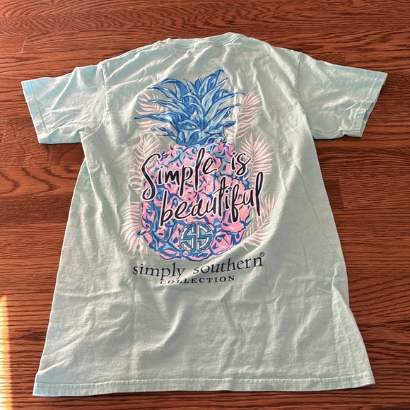 Simply Southern Pineapple Simple is Beautiful Tee - size S - color: turquoise - Picture 2 of 3